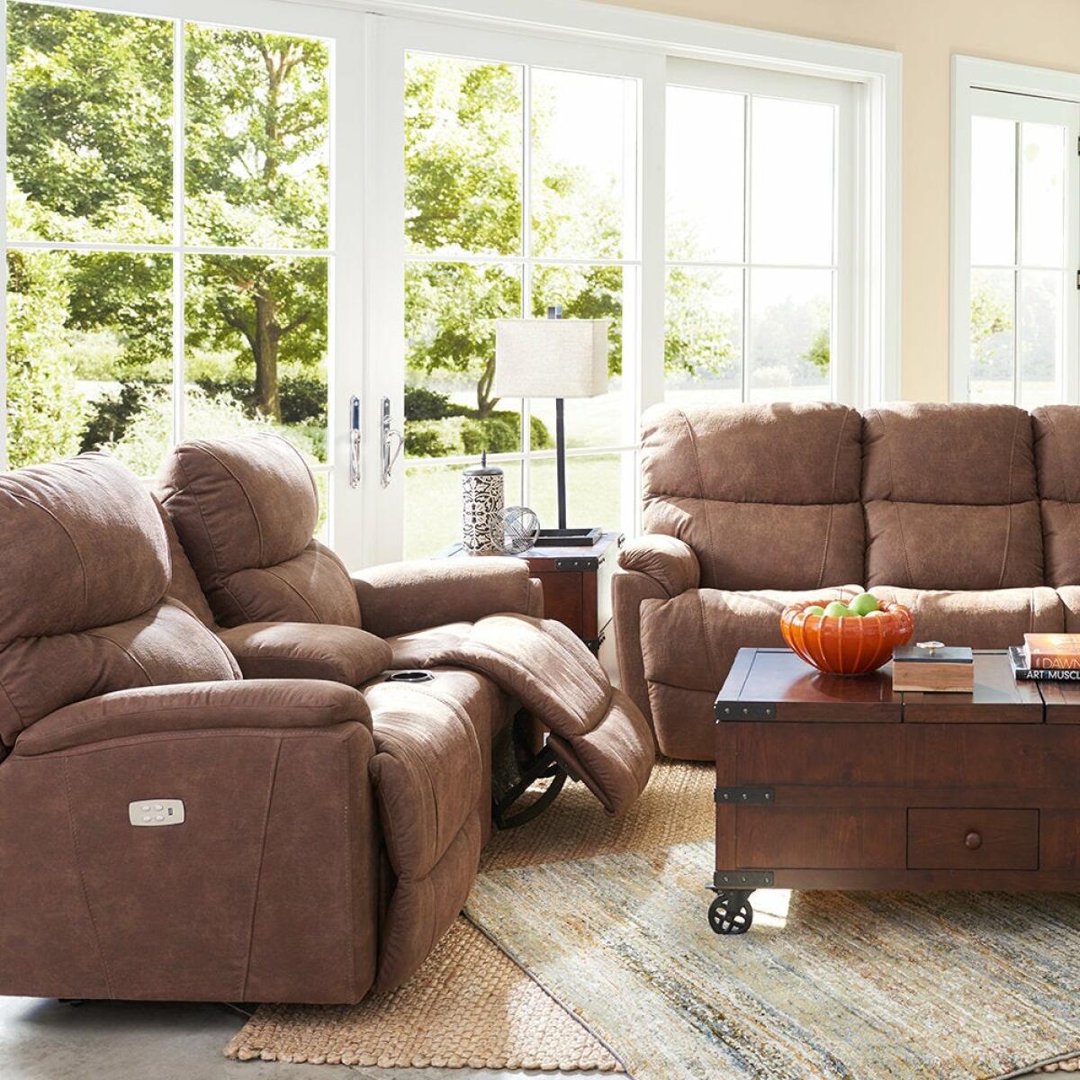 Trouper Power Reclining Loveseat w/ Headrest & Console Loveseats Customizable