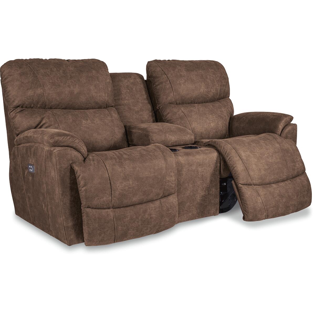 Trouper Power Reclining Loveseat w/ Headrest & Console Loveseats Customizable