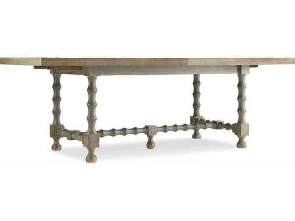 Ciao Bella 84in Trestle Table with 2-18in Leaves in Brown/Grey Dining Tables Hooker Furniture