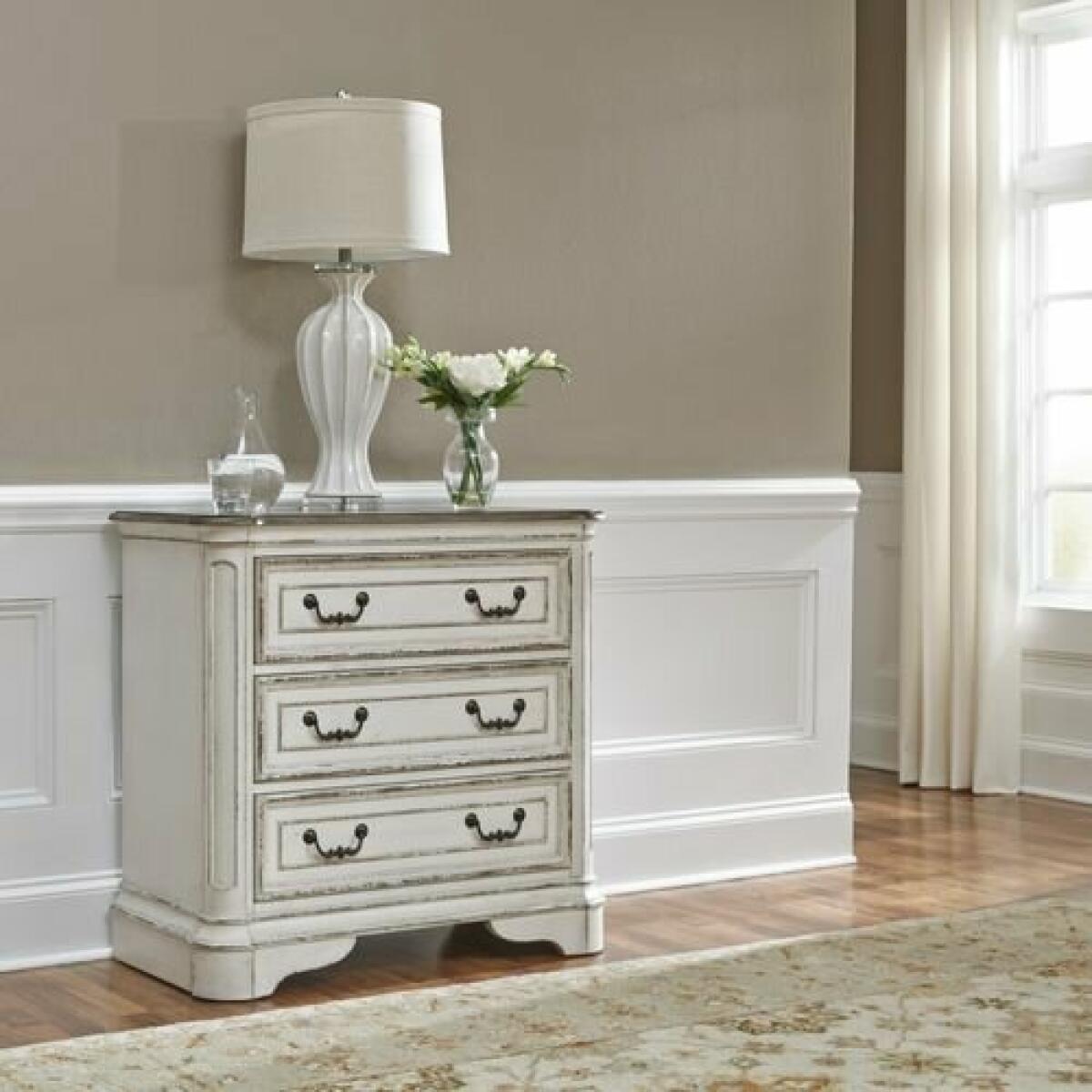 Magnolia Manor 3 Drawer Bedside Chest w/ Charging Station Chests Liberty Furniture