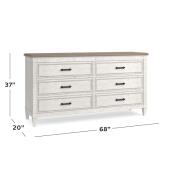 Bella 6 Drawer Wood Top Dresser - Image 3