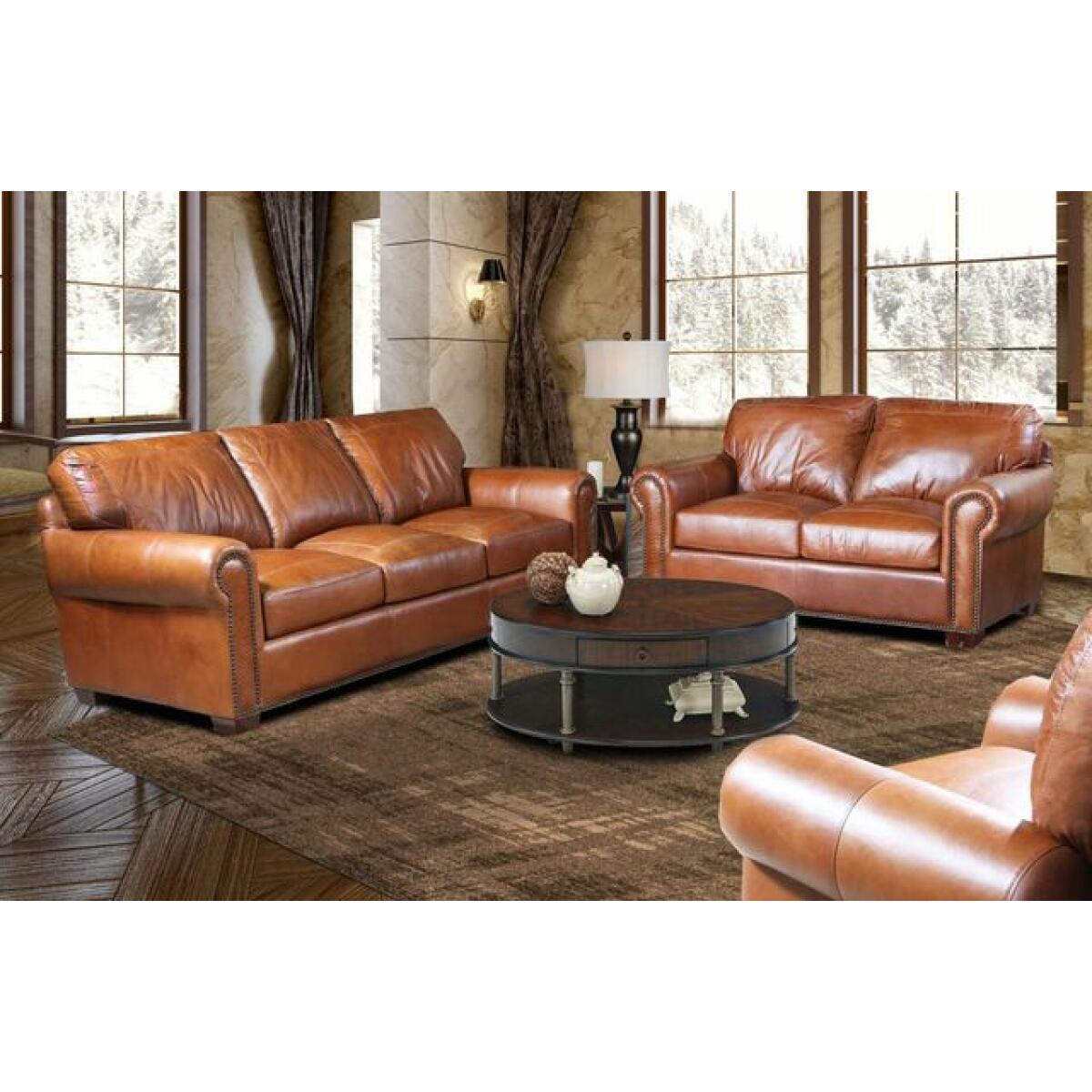 4955 Saddle Glove All Leather Sofa Sofas USA Premium Leather