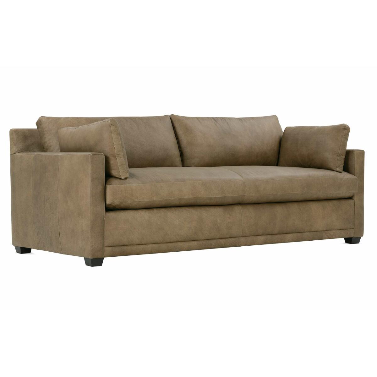 Sylvie 88″ Express Mushroom Leather Sofa Sofas Robin Bruce
