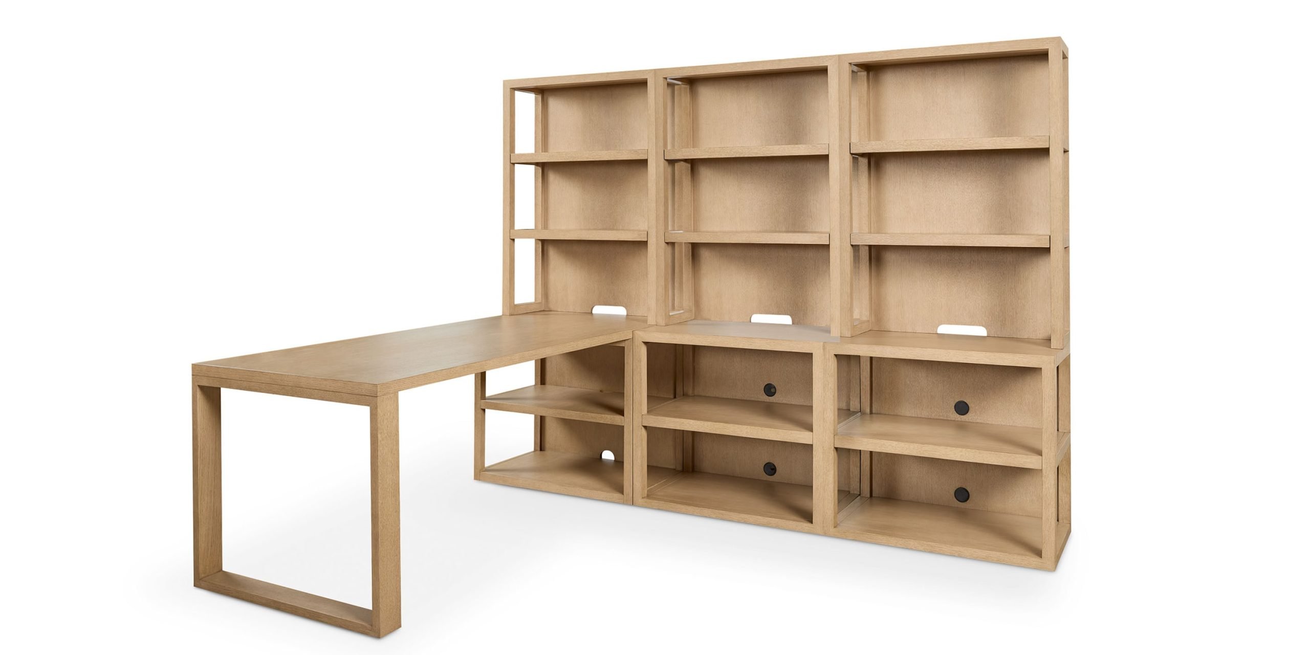 HomeWork Office Desk and 3 Wide Bookshelf Set