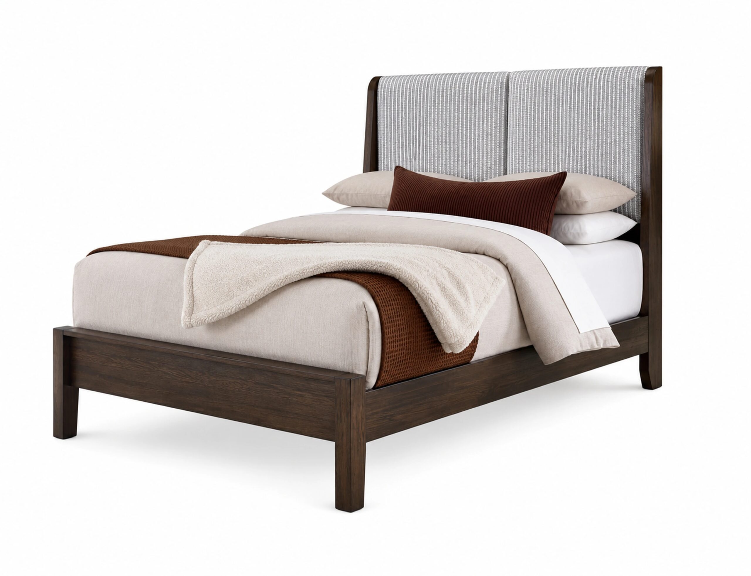 f065012c029dac4fe049d3f5a4256a99 Mercer Street King Shelter Uph Bed-grey Stripe - 860-663-366-064-722-MS1 - Image 1